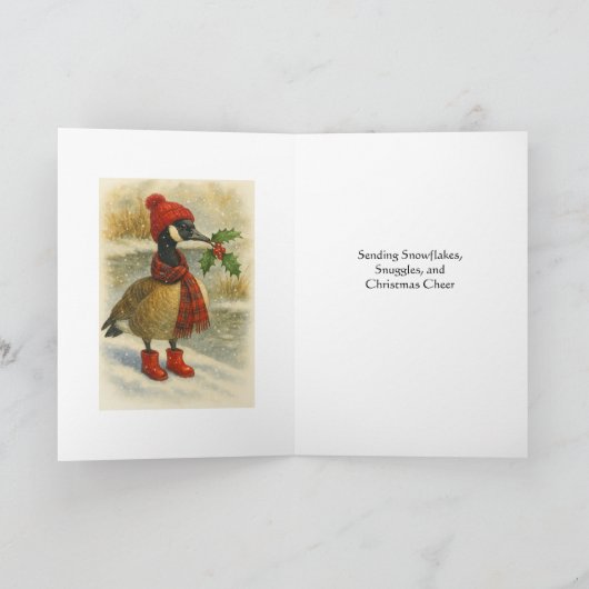 Whimsical Christmas Goose  Feiertagskarte (Innenseite)