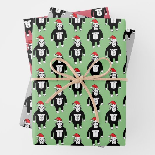Whimsical Christmas Gorillas Geschenkpapier Set (Beispiel)