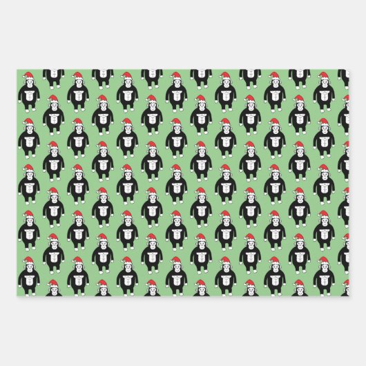 Whimsical Christmas Gorillas Geschenkpapier Set (Vorderseite)