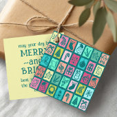 Whimsical Christmas Grid Cute Bright Holiday Gift Geschenkanhänger