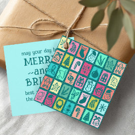 Whimsical Christmas Grid Cute Bright Holiday Gift Geschenkanhänger