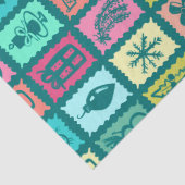 Whimsical Christmas Grid Cute Bright Holiday Seidenpapier (Detail)