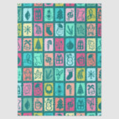 Whimsical Christmas Grid Cute Bright Holiday Seidenpapier (Vorderseite)