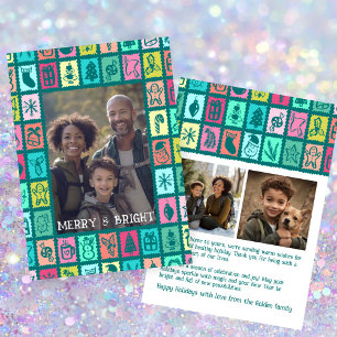 Whimsical Christmas Grid Cute Custom 3 FOTO Feiertagskarte