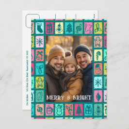 Whimsical Christmas Grid Cute Custom  Feiertagspostkarte