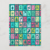 Whimsical Christmas Grid Cute Custom Feiertagspostkarte (Vorderseite)