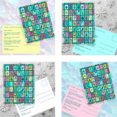 Whimsical Christmas Grid Cute Custom Feiertagspostkarte