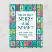 Whimsical Christmas Grid Cute Custom Feiertagspostkarte (Vorderseite)