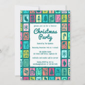 Whimsical Christmas Grid Cute Custom HOLIDAY PARTY Einladung (Vorderseite)