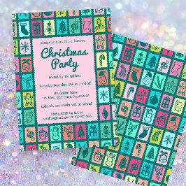 Whimsical Christmas Grid Cute Custom HOLIDAY PARTY Einladung