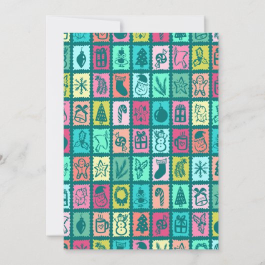 Whimsical Christmas Grid Cute Custom HOLIDAY PARTY Einladung (Rückseite)