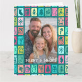 Whimsical Christmas Grid Cute Custom PHOTO Message Karte (Vorderseite)