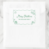 Whimsical Christmas Hand Drawn Scribble Minimalist Rechteckiger Aufkleber (Tasche)