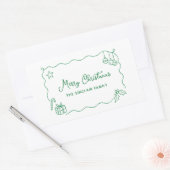 Whimsical Christmas Hand Drawn Scribble Minimalist Rechteckiger Aufkleber (Umschlag)