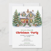 Whimsical Christmas House Holiday Party Invitation Einladung (Vorderseite)