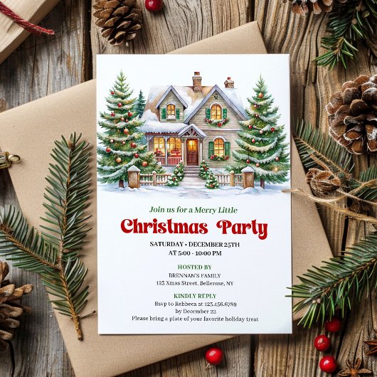Whimsical Christmas House Holiday Party Invitation Einladung