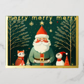 Whimsical Christmas Illustration Folien Feiertagskarte (Vorderseite)