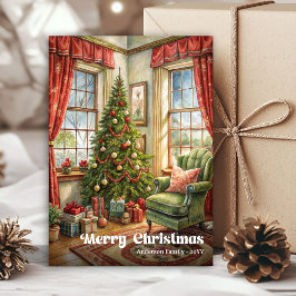 Whimsical Christmas interior card rustic holiday  Feiertagskarte