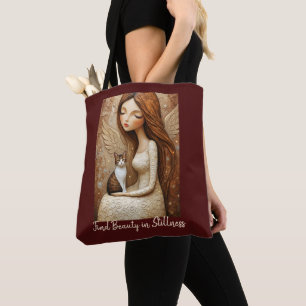 Whimsical Christmas-Katze Winter-Mädchen Kunst-Tot Tasche