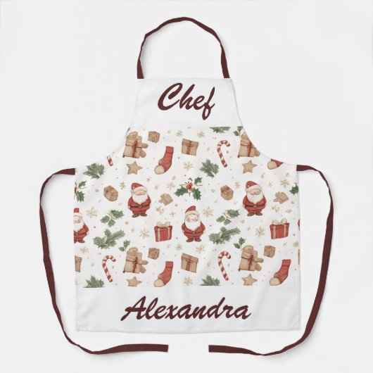 Whimsical Christmas Kitchen Apron – Personalized Schürze (Vorderseite)