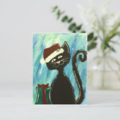 Whimsical Christmas Kitty Print Feiertagspostkarte (Stehend Vorderseite)