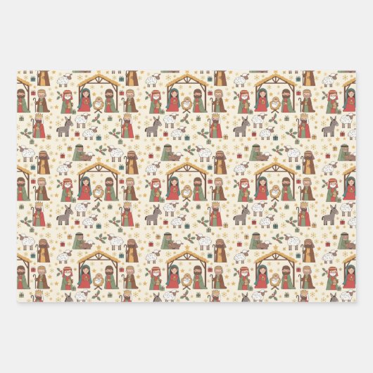 Whimsical Christmas Manger Scenes Geschenkpapier Set (Vorderseite 2)