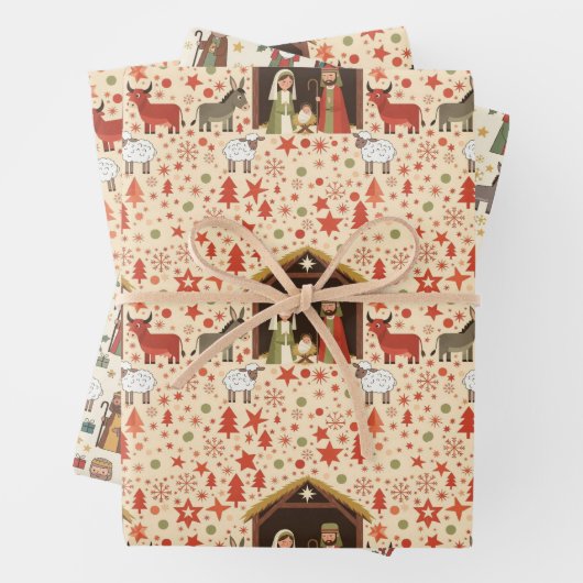 Whimsical Christmas Manger Scenes Geschenkpapier Set (Beispiel)