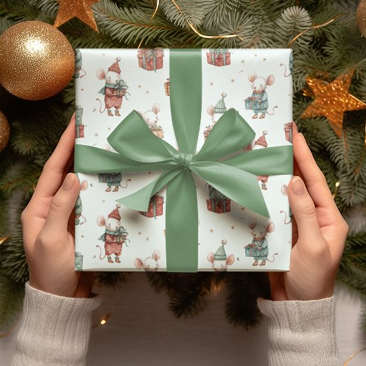 Whimsical Christmas Mäuse Geschenkpapier