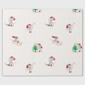 Whimsical Christmas Mice Wrapping Paper Geschenkpapier (Flach)