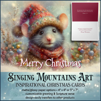 Whimsical Christmas Mouse With Hat Christian Feiertagskarte