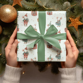 Whimsical Christmas Mouses Wrapping Paper Geschenkpapier