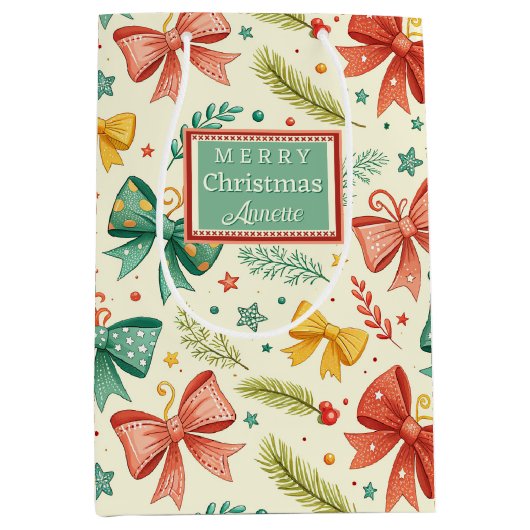Whimsical Christmas Pattern Mittlere Geschenktüte (Vorderseite)