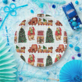 Whimsical christmas pattern with bears, trees, and pappteller (Party)