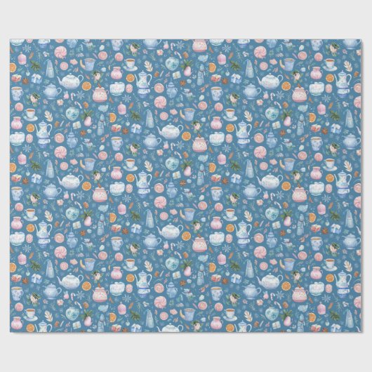 Whimsical Christmas Pattern Wrapping Paper Geschenkpapier (Flach)