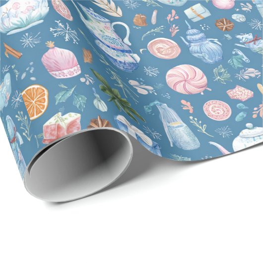 Whimsical Christmas Pattern Wrapping Paper  Geschenkpapier (Rolleneckpunkt)
