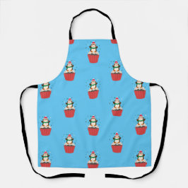 Whimsical Christmas Penguin Cupcake Apron Schürze