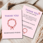 Whimsical Christmas Pink Wreath Funky Dankeskarte