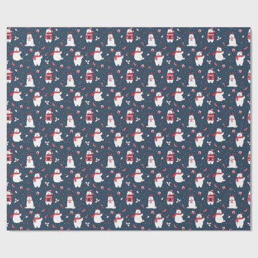 Whimsical Christmas Polar Bears ID850 Geschenkpapier (Flach)