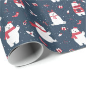 Whimsical Christmas Polar Bears ID850 Geschenkpapier (Rolleneckpunkt)