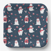 Whimsical Christmas Polar Bears ID850 Pappteller (Vorderseite)