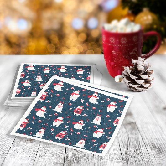 Whimsical Christmas Polar Bears ID850 Serviette
