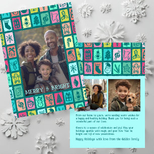 Whimsical Christmas-Raster mit 3 individuellen Fot Feiertagskarte