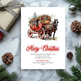 Whimsical Christmas scene editable greeting card Feiertagskarte
