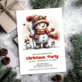 Whimsical Christmas snowman invite kids fun DL Einladung