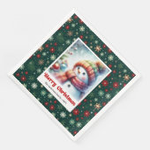 Whimsical Christmas Snowman Napkins Editable Party Serviette (Ecke)