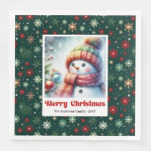 Whimsical Christmas Snowman Napkins Editable Party Serviette (Vorderseite)