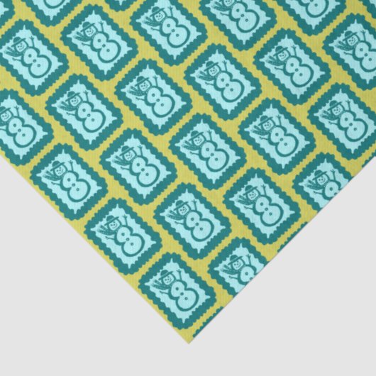 Whimsical Christmas Snowmen Cute Bright Holiday Seidenpapier (Detail)