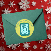 Whimsical Christmas Stamp Cute Custom Merry Bright Runder Aufkleber