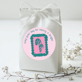 Whimsical Christmas Stamp Cute Custom Merry Bright Runder Aufkleber