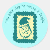 Whimsical Christmas Stamp Cute Custom Merry Bright Runder Aufkleber (Vorderseite)